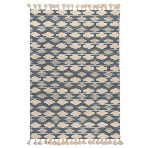 Ковер из хлопка синего цвета argyle из коллекции ethnic, 160х230 1 Ковер из хлопка синего цвета argyle из коллекции ethnic, 160х230 1