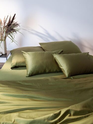 Набор наволочек из премиального сатина оливкового цвета из колле 4