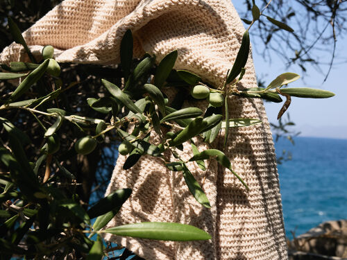 Полотенце банное из умягченной вафли кремового цвета из коллекци 3