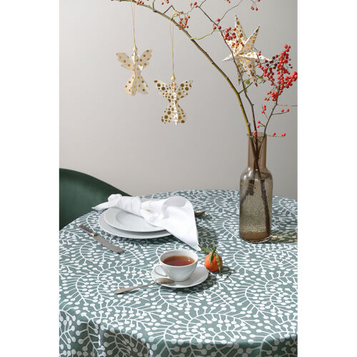 Скатерть из хлопка зеленого цвета с рисунком Спелая смородина, s 4