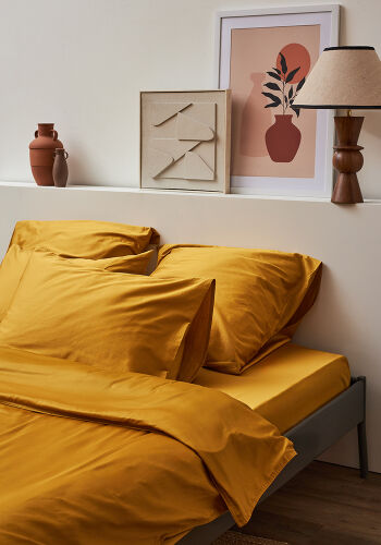 Комплект постельного белья из премиального сатина горчичного цве 6