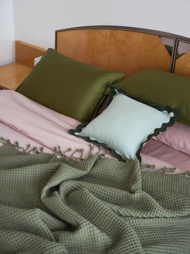 Плед из шерсти травянисто-зеленого цвета из коллекции essential, 7