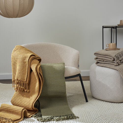 Плед из шерсти цвета охры из коллекции essential, 130х180 см 6