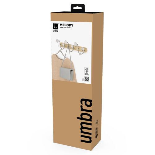 Вешалка настенная melody, натуральное дерево/никель 2