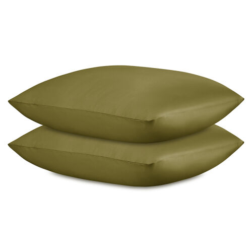 Набор наволочек из премиального сатина оливкового цвета из коллекции essential, 70х70 см