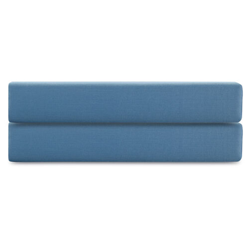 Простыня на резинке из премиального сатина джинсово-синего цвета из коллекции essential, 200х200х30