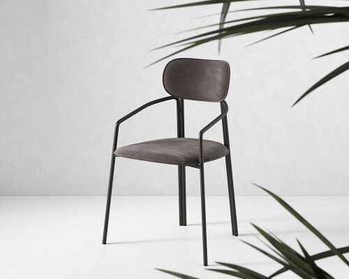 Стул ror, round, велюр, черный/серый 3