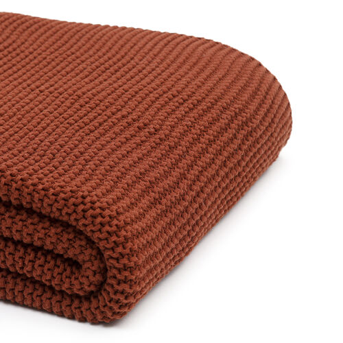 Плед из хлопка жемчужной вязки терракотового цвета из коллекции  6