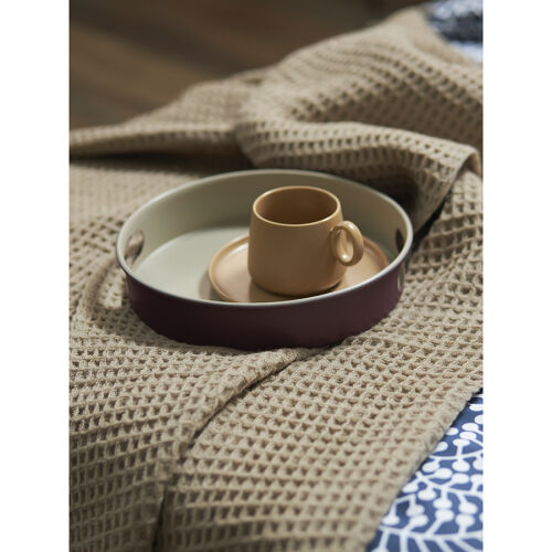 Плед из шерсти бежево-серого цвета из коллекции essential, 130х1 2