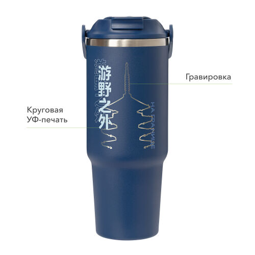 Термокружка вакуумная Монтана (Montana), синяя 3