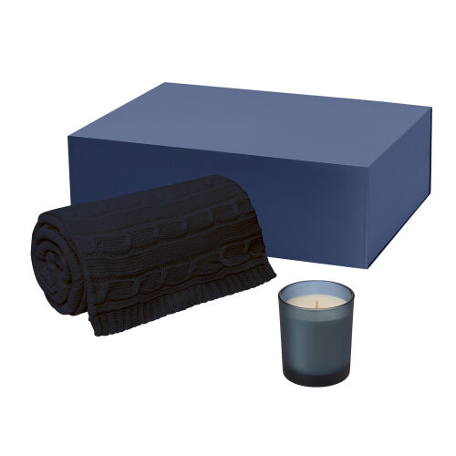 Подарочный набор Enigma, Fado, синий (свеча, плед) 1