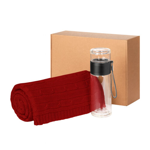 Подарочный набор Terso, Fado, красный (плед, термобутылка) 1