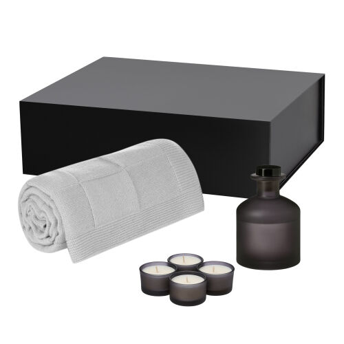 Подарочный набор Sento, Cella Soft, серый (свеча, диффузор, плед 1