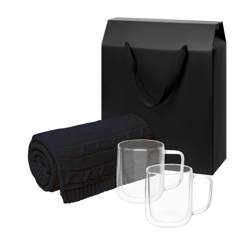 Подарочный набор Viora, Fado в черной коробке-пакете (2 кружки+плед)