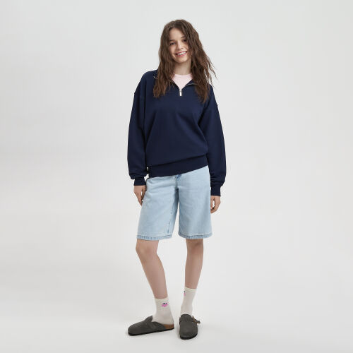 Толстовка на молнии унисекс FLOW, темно-синяя, размер XS/S 2