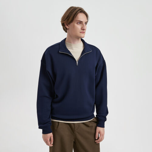 Толстовка на молнии унисекс Флоу (Flow), темно-синяя, размер 5XL/6XL