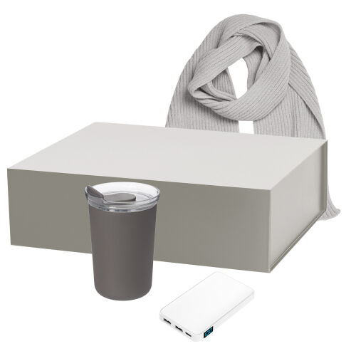 Подарочный набор Strada, Ancor, Forges, серый (термокружка, аккумулятор, шарф)