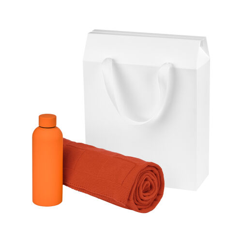 Подарочный набор Prima, оранжевый (термобутылка, плед)