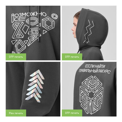 Худи с капюшоном, унисекс ALEX антрацит, размер L 2