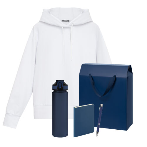 Набор с одеждой Алекс (Alex) (худи, бутылка, ежедневник, ручка), синий, S