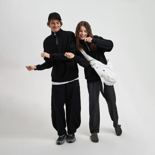 Толстовка на молнии унисекс FLOW, черная, размер XL/2XL 4