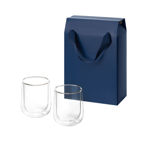 Подарочный набор 2 стеклянных стакана Lungo в коробке-пакете 1