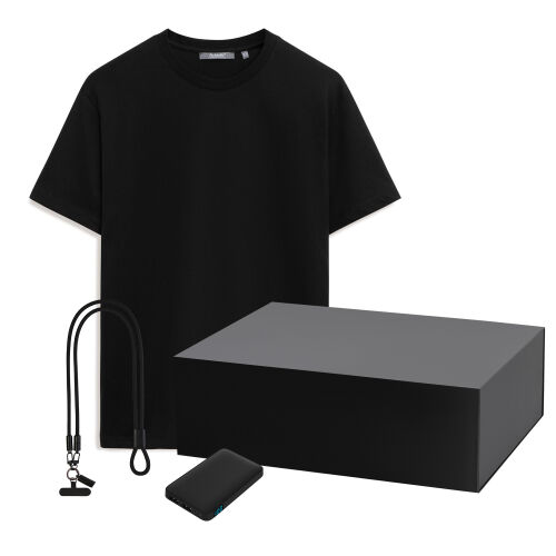 Набор с одеждой KRIS (футболка, аккумулятор, кабель-ланьярд), черный, XL