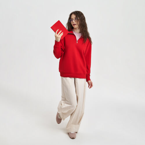 Толстовка на молнии унисекс FLOW, красная, размер XS/S 3