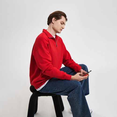 Толстовка на молнии унисекс FLOW, красная, размер XS/S 4