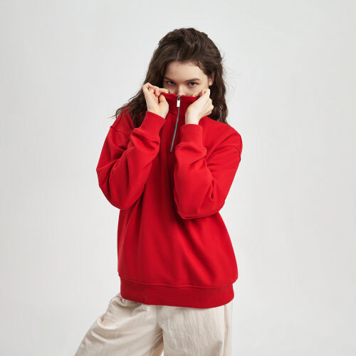 Толстовка на молнии унисекс FLOW, красная, размер XS/S 1