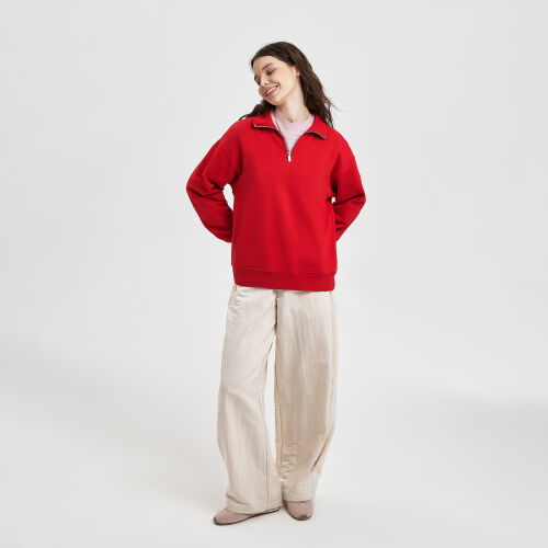 Толстовка на молнии унисекс FLOW, красная, размер XS/S 2