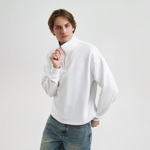 Толстовка на молнии унисекс FLOW, белая, размер XL/2XL 4
