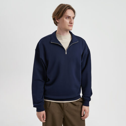 Толстовка на молнии унисекс FLOW, темно-синяя, размер 3XL/4XL 10