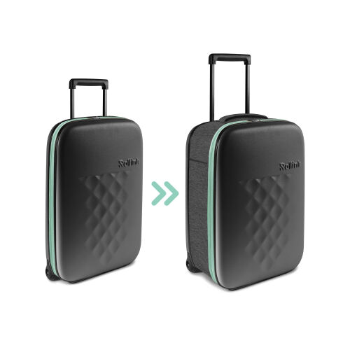 Чемодан складной Rollink Earth 55x40x20 см, 2 колеса, черный/зел 22
