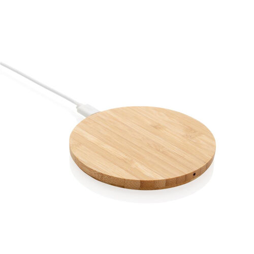 Круглая док-станция Bamboo FSC® для беспроводной зарядки, 5 Вт 1 Круглая док-станция Bamboo FSC® для беспроводной зарядки, 5 Вт 1