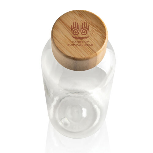 Бутылка для воды из rPET (стандарт GRS) с крышкой из бамбука FSC 1 Бутылка для воды из rPET (стандарт GRS) с крышкой из бамбука FSC 1