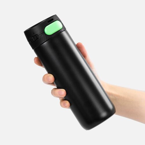 Термостакан X1 с цветной кнопкой, черный с зеленым 4