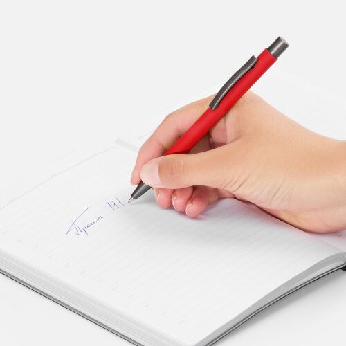 Ручка шариковая Atento Soft Touch, красная 4