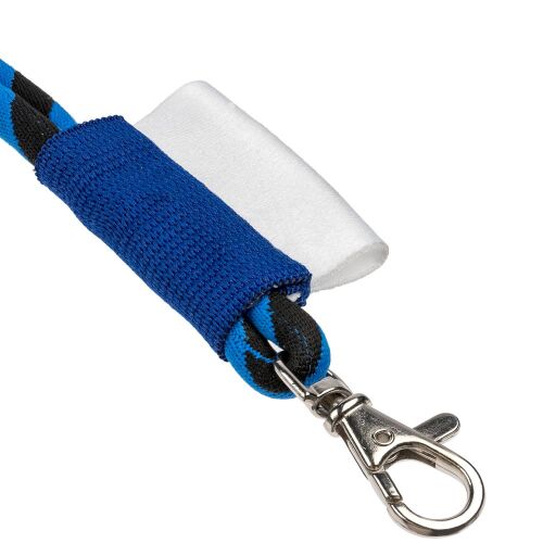Шнурок для бейджа Tube Long, черный с синим 3