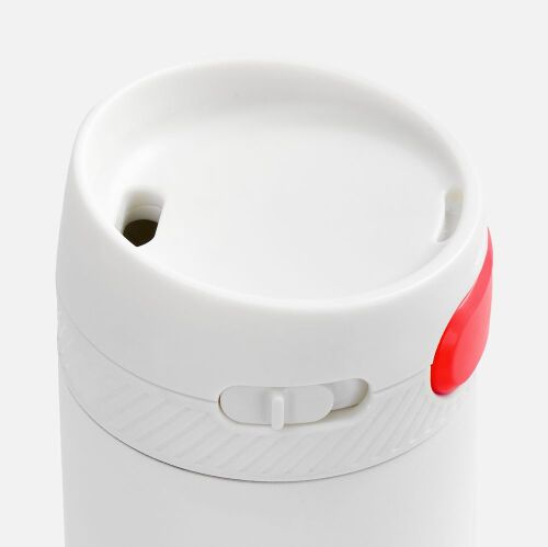 Термостакан X1 с цветной кнопкой, белый с красным 3