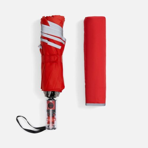 Зонт наоборот складной Futurum со светоотражающим кантом, красны 3