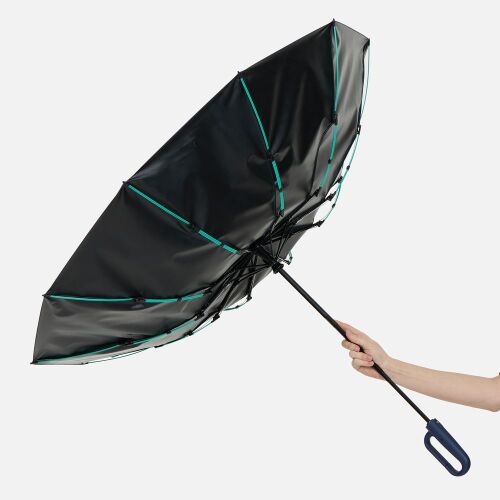 Зонт складной Skymate с УФ-защитой и ручкой-карабином, темно-син 1