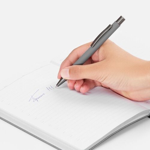 Ручка шариковая Atento Soft Touch, серая 4