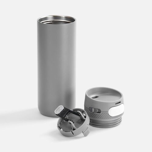 Термостакан X1 с цветной кнопкой, серый с белым 2