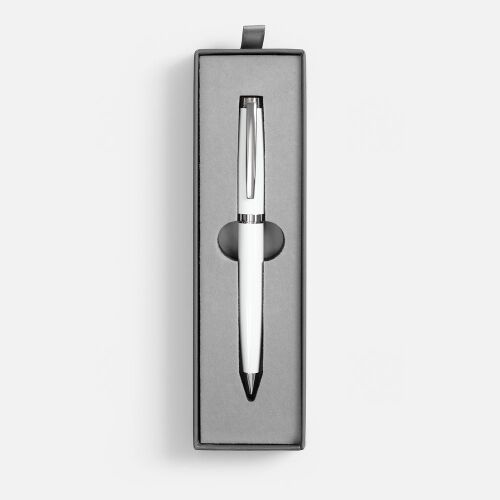 Ручка шариковая Letra Chrome в футляре, белая 2 Ручка шариковая Letra Chrome в футляре, белая 2