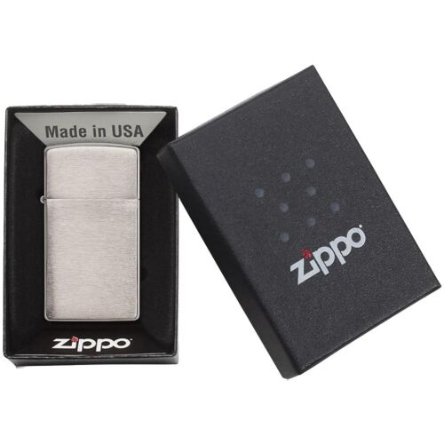 Зажигалка Zippo Slim Brushed, матовая серебристая 2 Зажигалка Zippo Slim Brushed, матовая серебристая 2