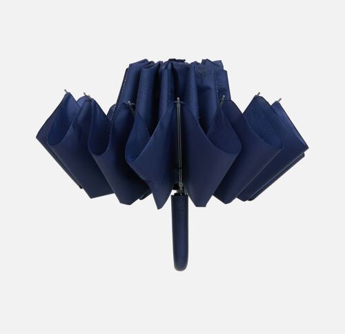 Зонт обратного сложения inLoop с ручкой-карабином, темно-синий 1