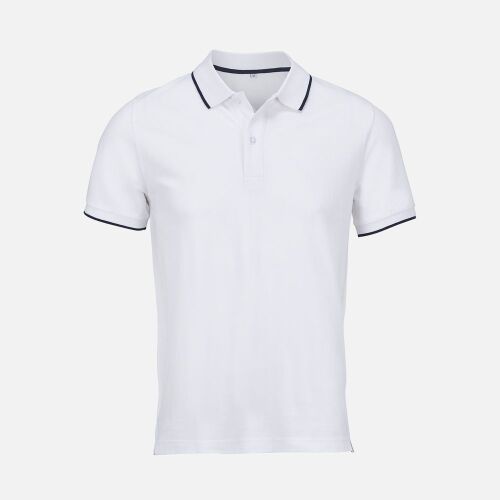 Рубашка поло унисекс Palermo, белая с темно-синим, размер XXL