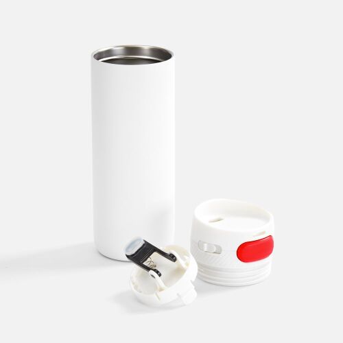 Термостакан X1 с цветной кнопкой, белый с красным 2