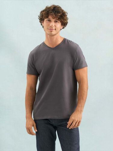 Футболка унисекс Regent с V-образным вырезом, темно-серая, разме 3